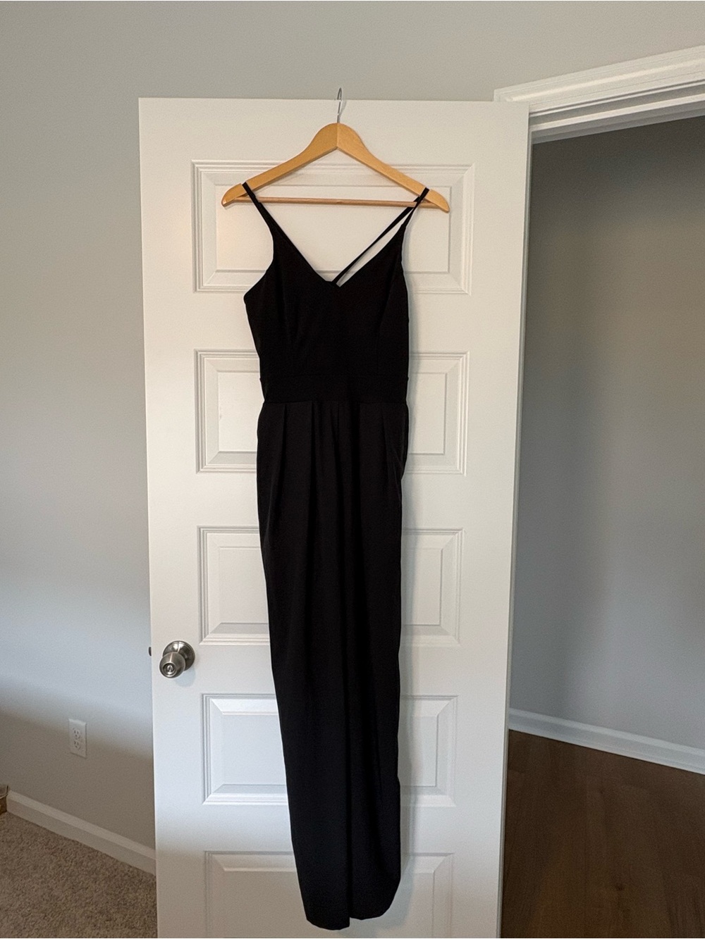 Women's Black V-Neck Spaghetti Strap Jumpsuit by Halara Women’s Size Medium NWT